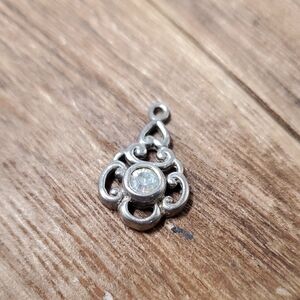 Intricate Silver Charm with Clear Stone P279